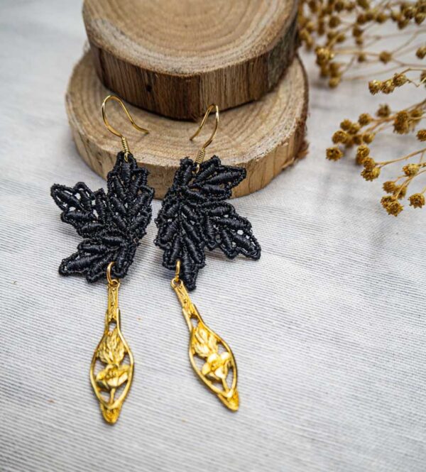 Pendiente LEAF Negro
